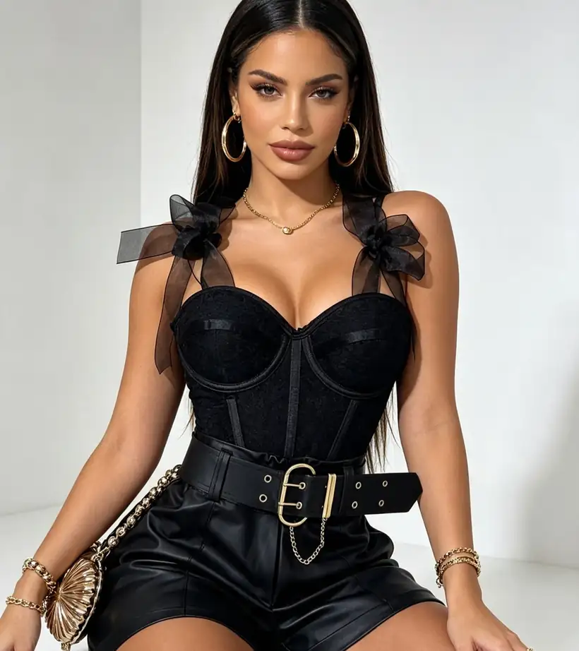 Corset Preto Tule